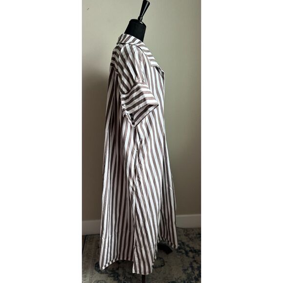 BANANA REPUBLIC Women's Rhyah Poplin Maxi Striped Roll Sleeve Dress Size XL/XXL - Picture 6 of 11